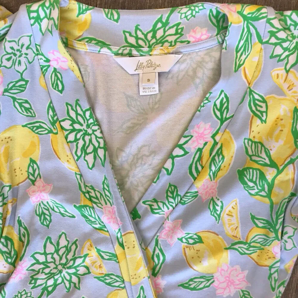 LILLY PULITZER MINT BLUE SAILYN LEMON PRINT ROMPER S